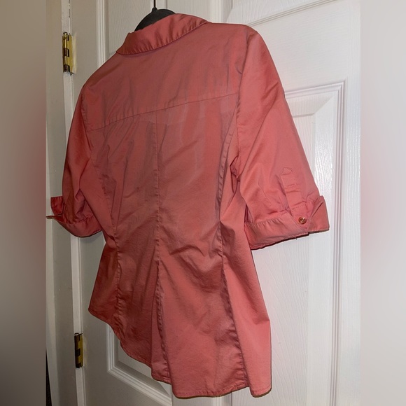 7th Avenue New York & Company Salmon Contoured Button Down Blouse Medium - Picture 10 of 11